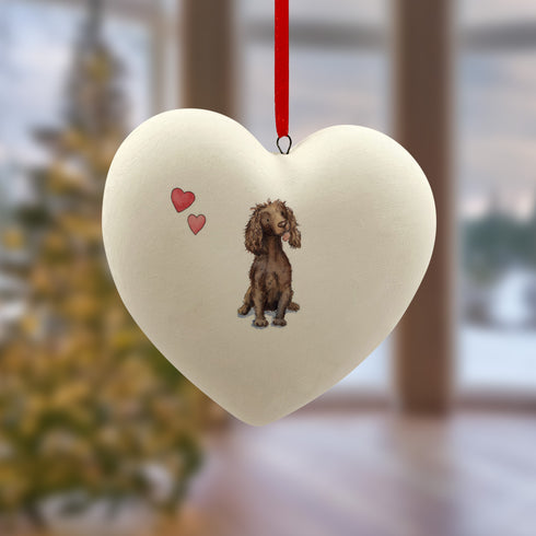 Cocker (Working) Liver Ceramic Heart Bauble